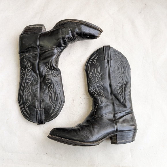 Chippewa Black Leather Cowboy Boots - Picture 1 of 15